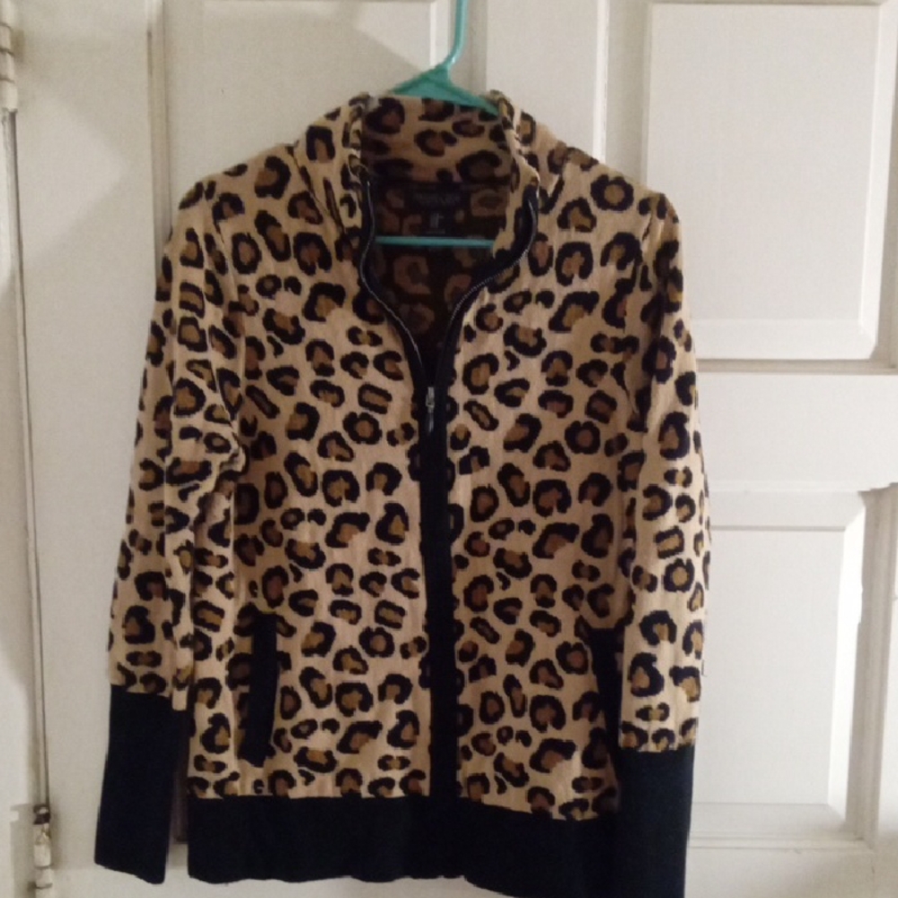 Rachel Zoe Tan and Black Leopard Teddy Jacket